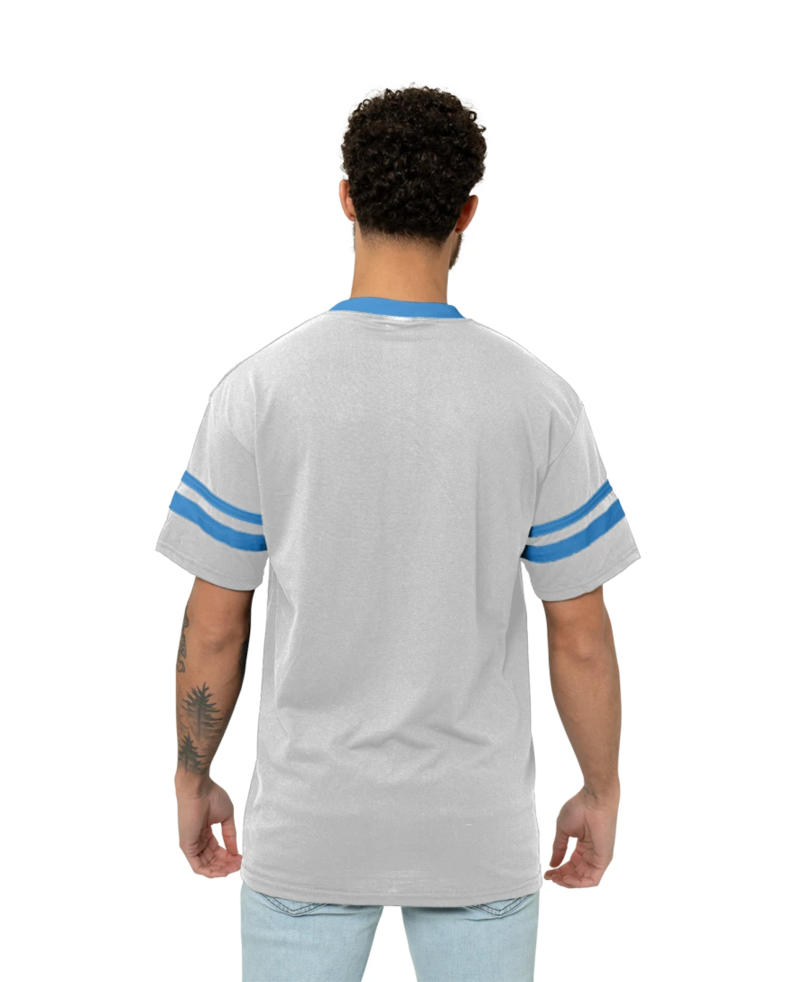 Image of a model wearing a 360 Augusta Double Sleeve Stripe Jersey